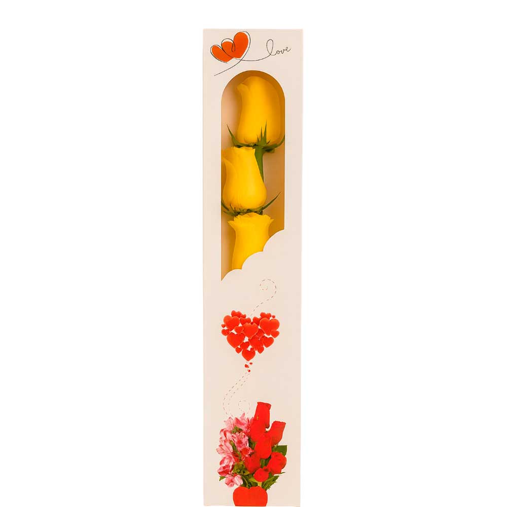 Caja de 3 rosas amarillas - Imagen 2